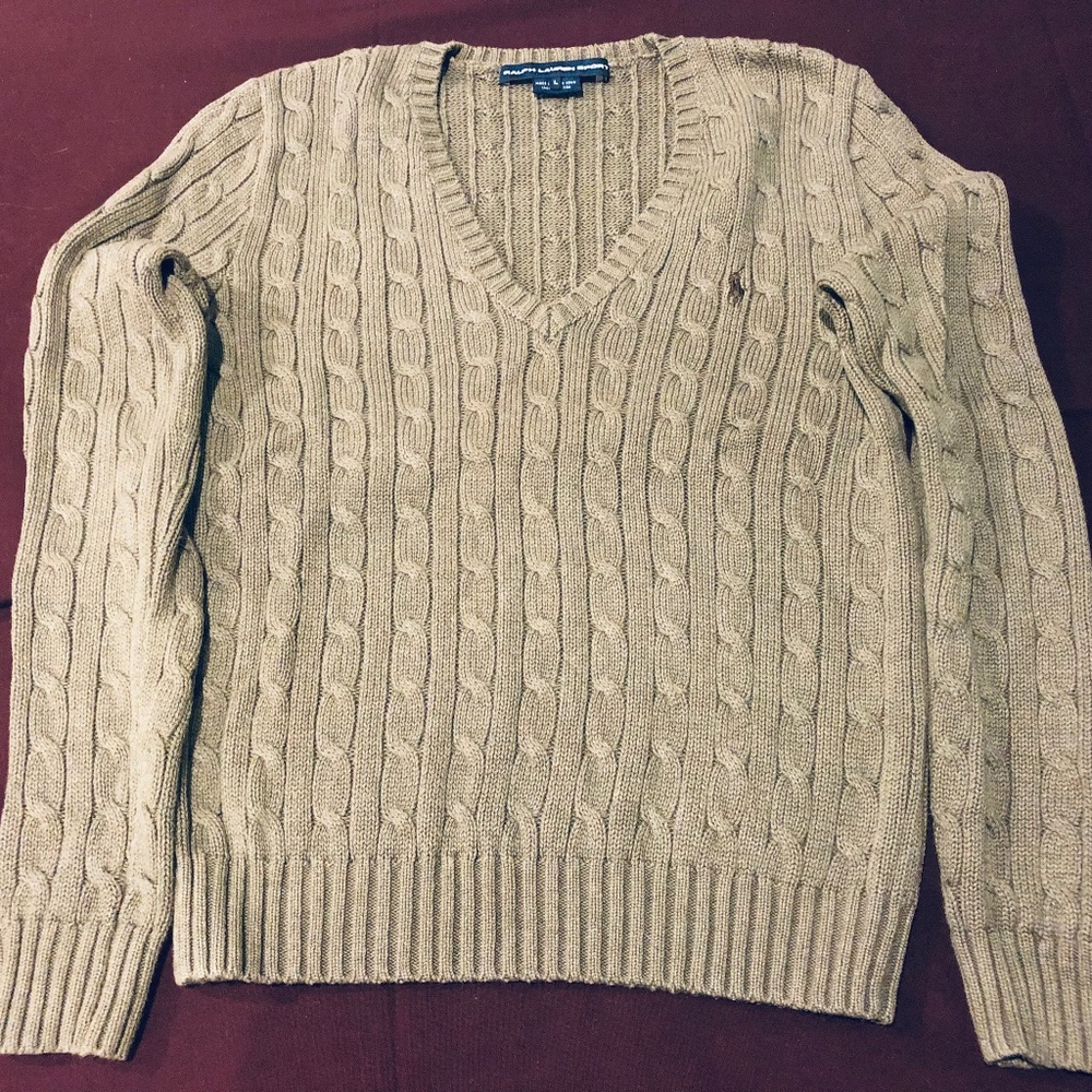Ralph Lauren Sage Green Cable Knit Sweater